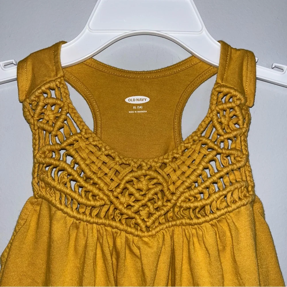 Old Navy Mustard Yellow Crochet Kids Tank Top XL
